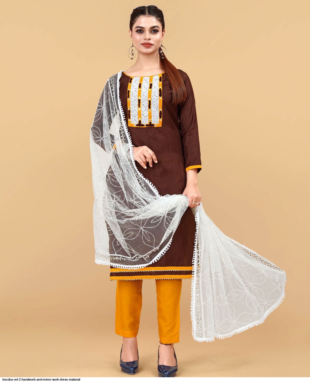 Smit fashion women's pure Georgette salwar suit heavy embroidery work  satara mirror work dress material with bottom and dupatta