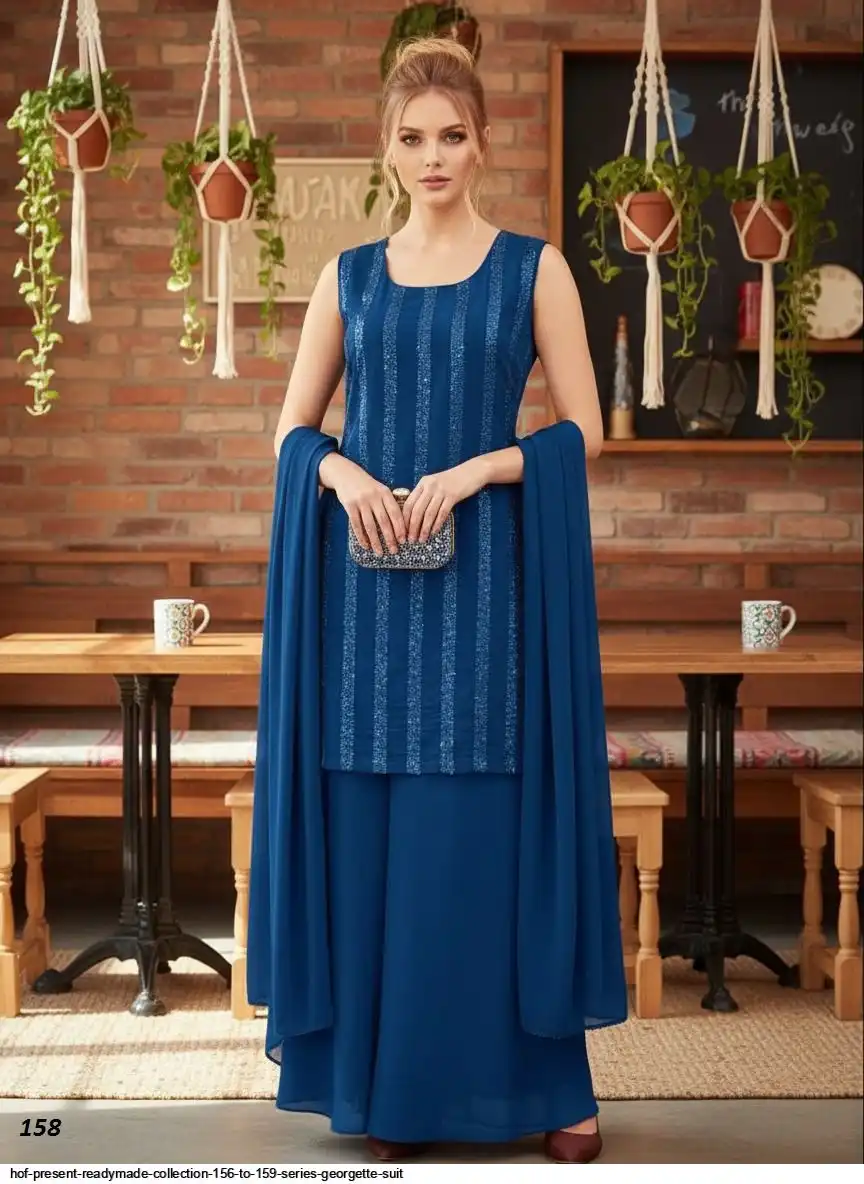 HOF PRESENT READYMADE COLLECTION 156 TO 159 SERIES GEORGETTE SUIT 158