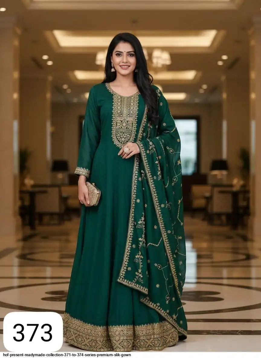 HOF PRESENT READYMADE COLLECTION 371 TO 374 SERIES PREMIUM SLIK GOWN 373