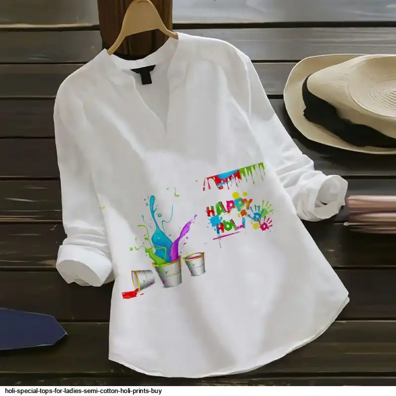 HOLI SPECIAL TOPS FOR LADIES SEMI COTTON HOLI PRINTS BUY