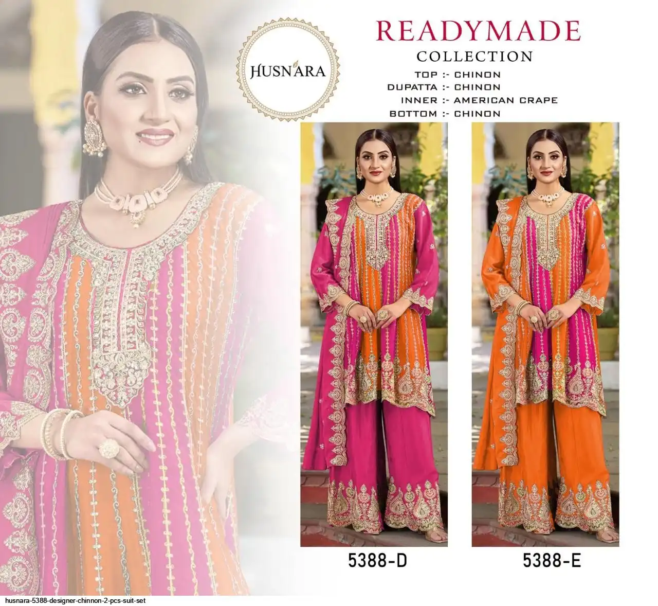 Husnara 5388 Designer Chinon 2 Pcs Suit Set Wholesale