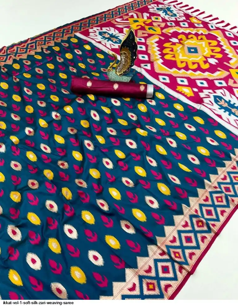 IKKAT VOL 1 SOFT SILK ZARI WEAVING SAREE