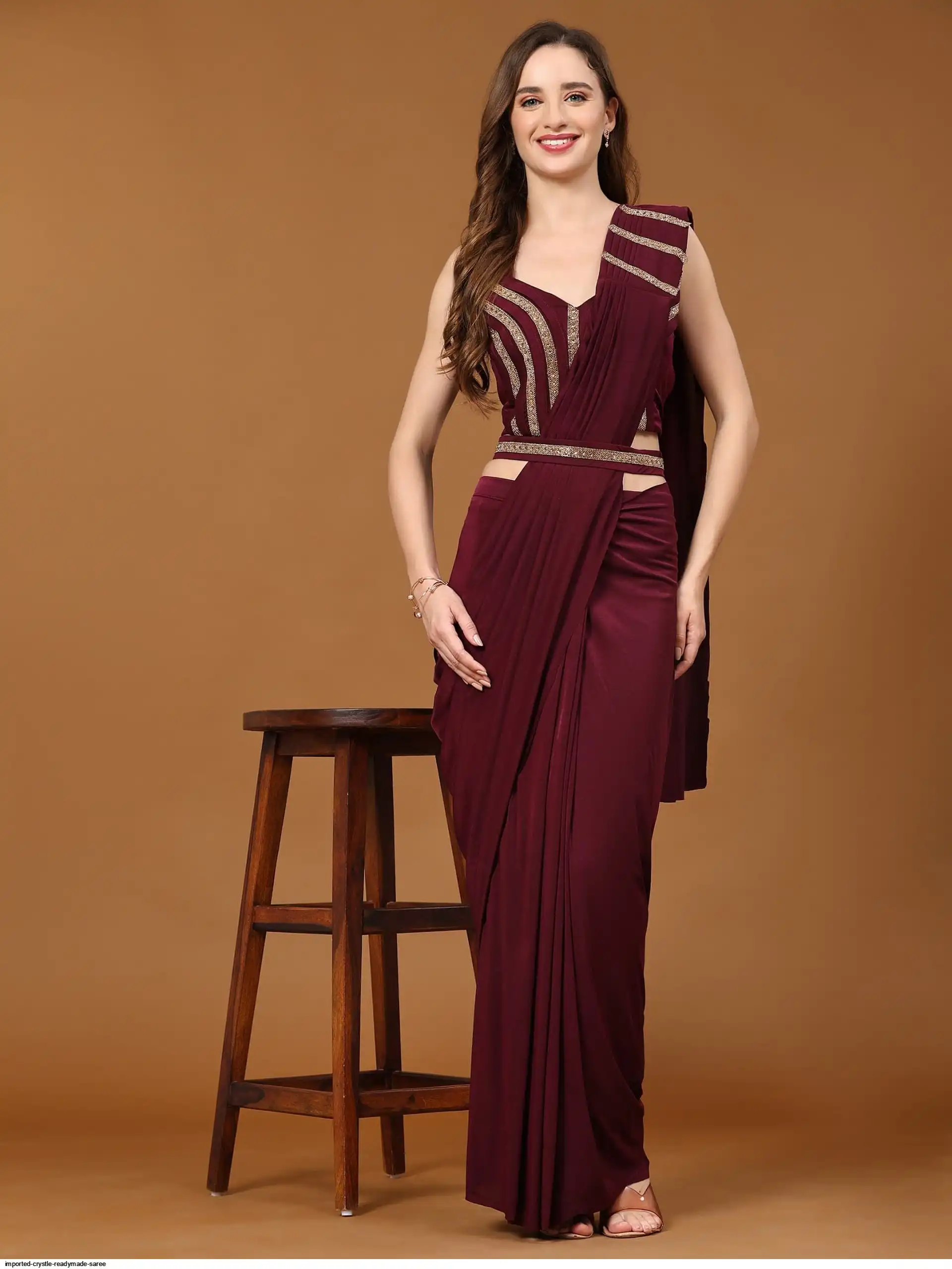 IMPORTED CRYSTLE READYMADE SAREE 4