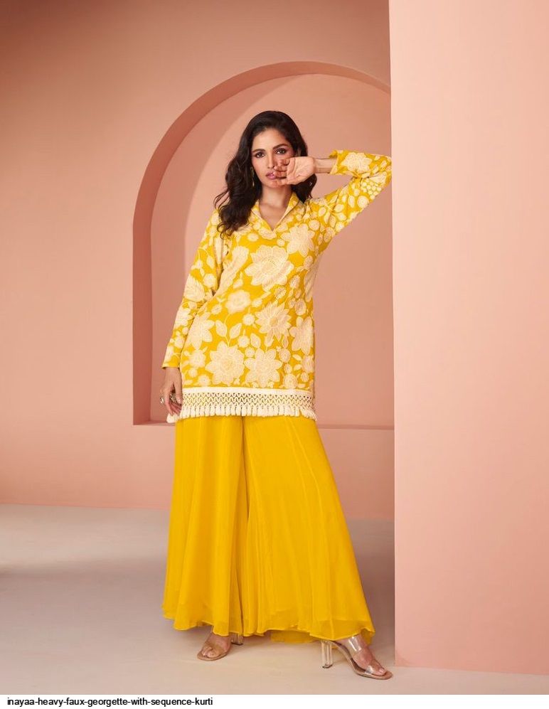 INAYAA HEAVY FAUX GEORGETTE WITH SEQUENCE KURTI 5475 A