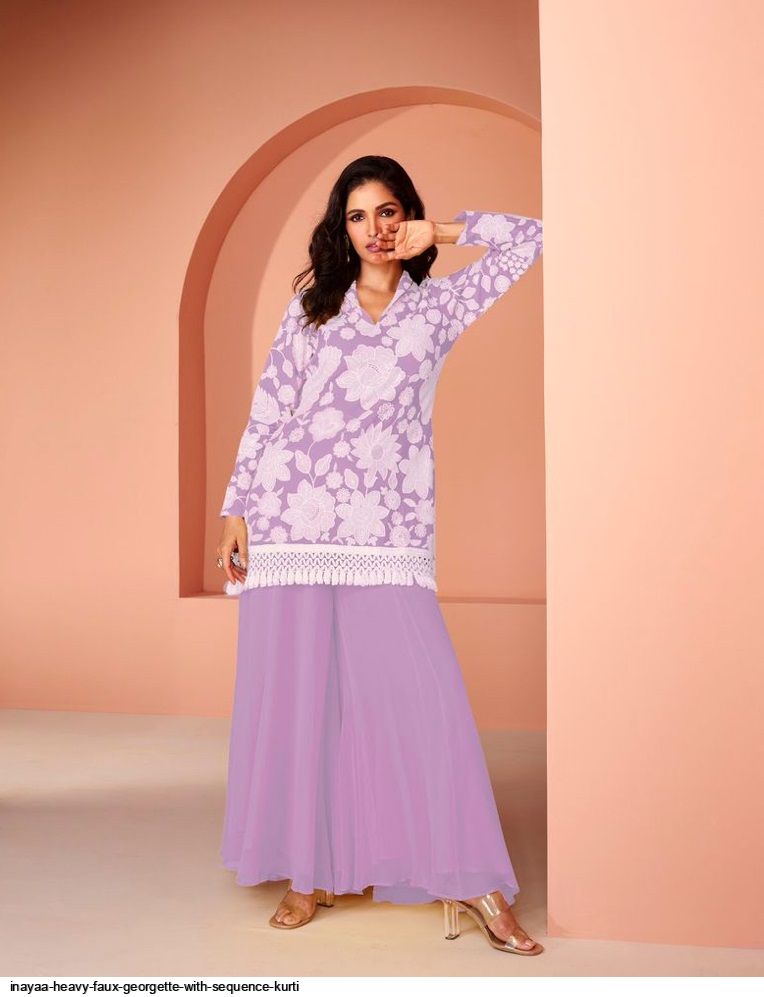 INAYAA HEAVY FAUX GEORGETTE WITH SEQUENCE KURTI 5475 C