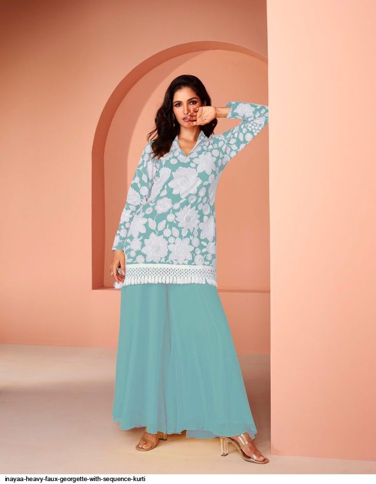 INAYAA HEAVY FAUX GEORGETTE WITH SEQUENCE KURTI 5475 D