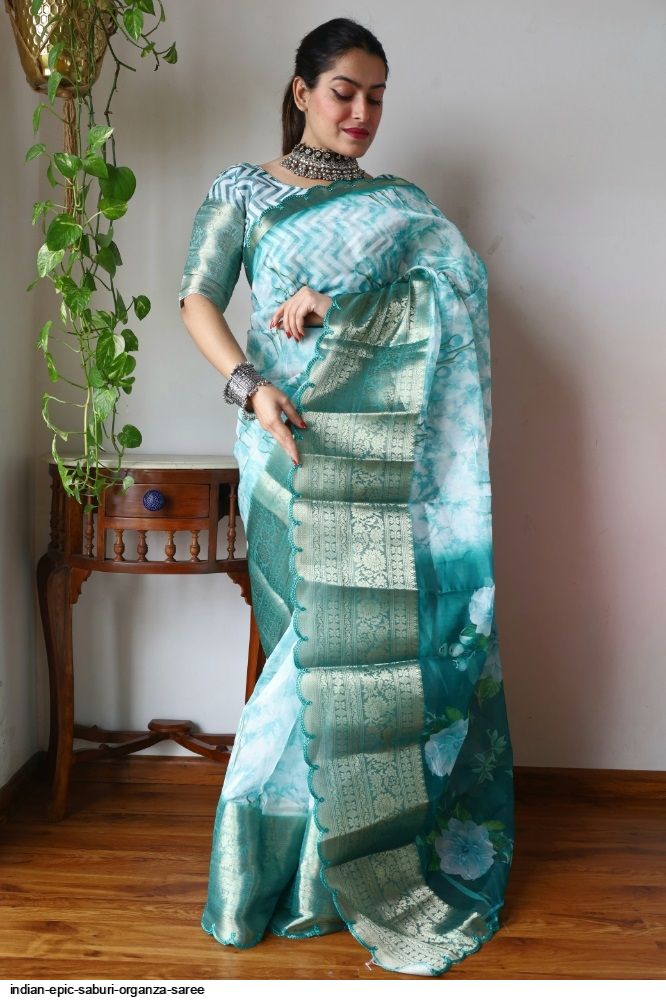 Indian epic Saburi Organza saree