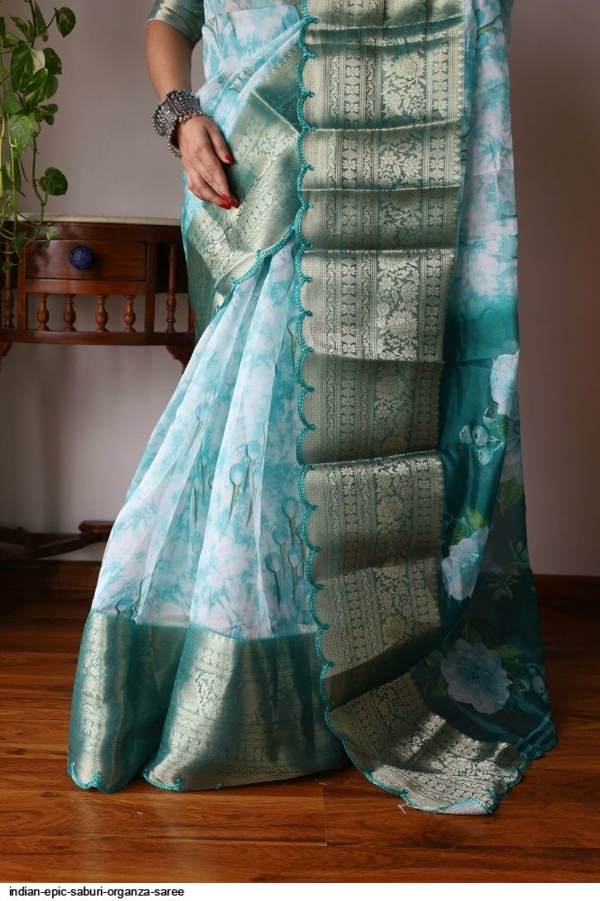 Indian epic Saburi Organza saree