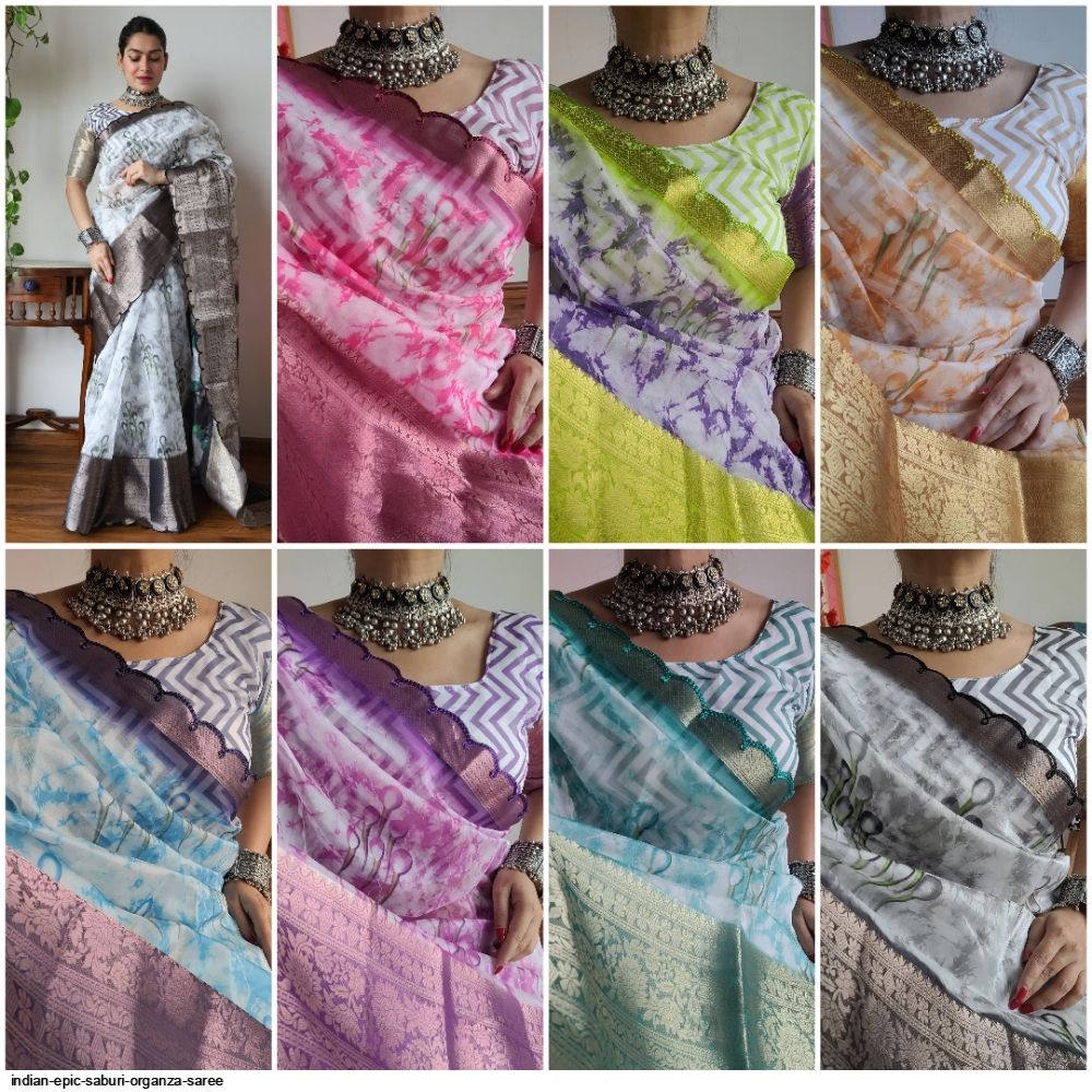 Indian epic Saburi Organza saree