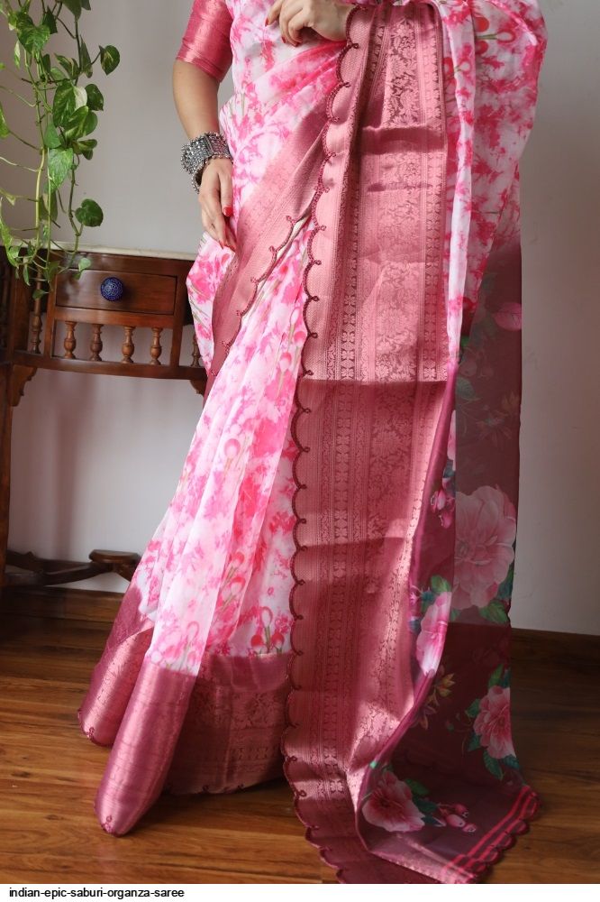 Indian epic Saburi Organza saree