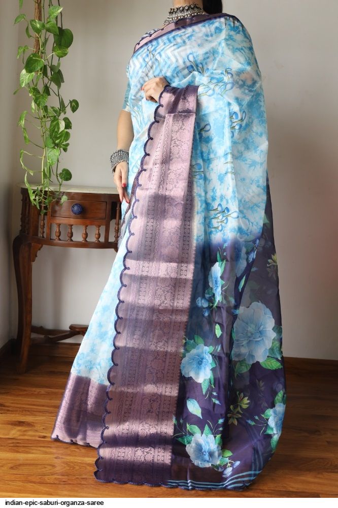 Indian epic Saburi Organza saree