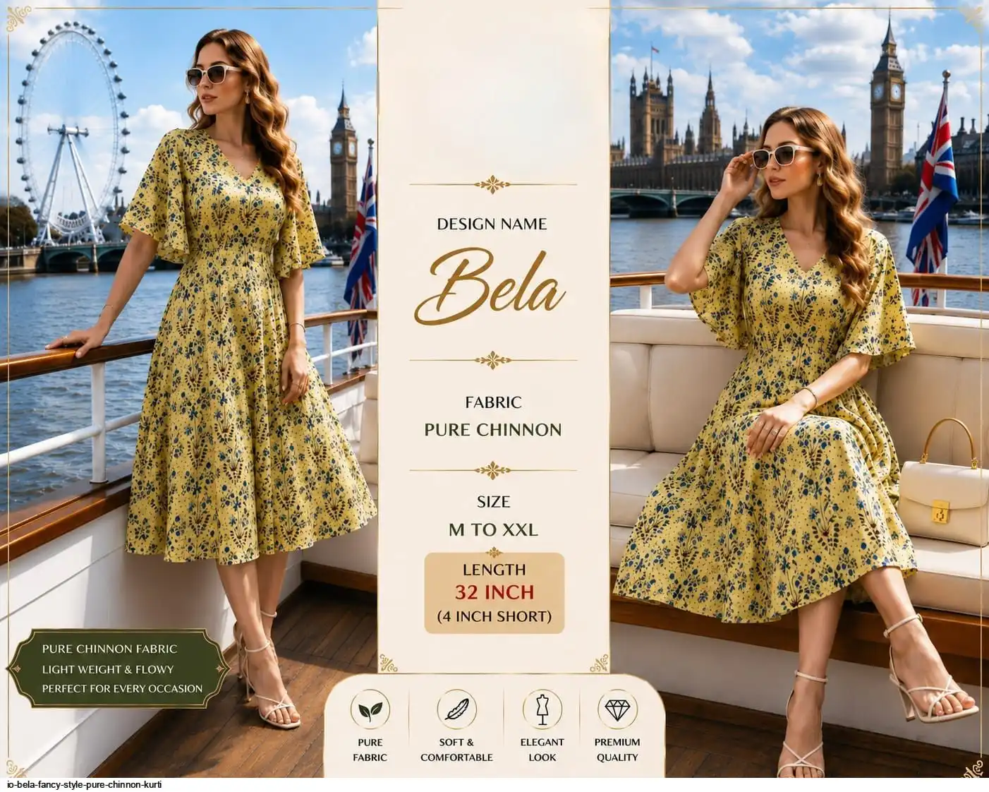 IO BELA FANCY STYLE PURE CHINNON KURTI B