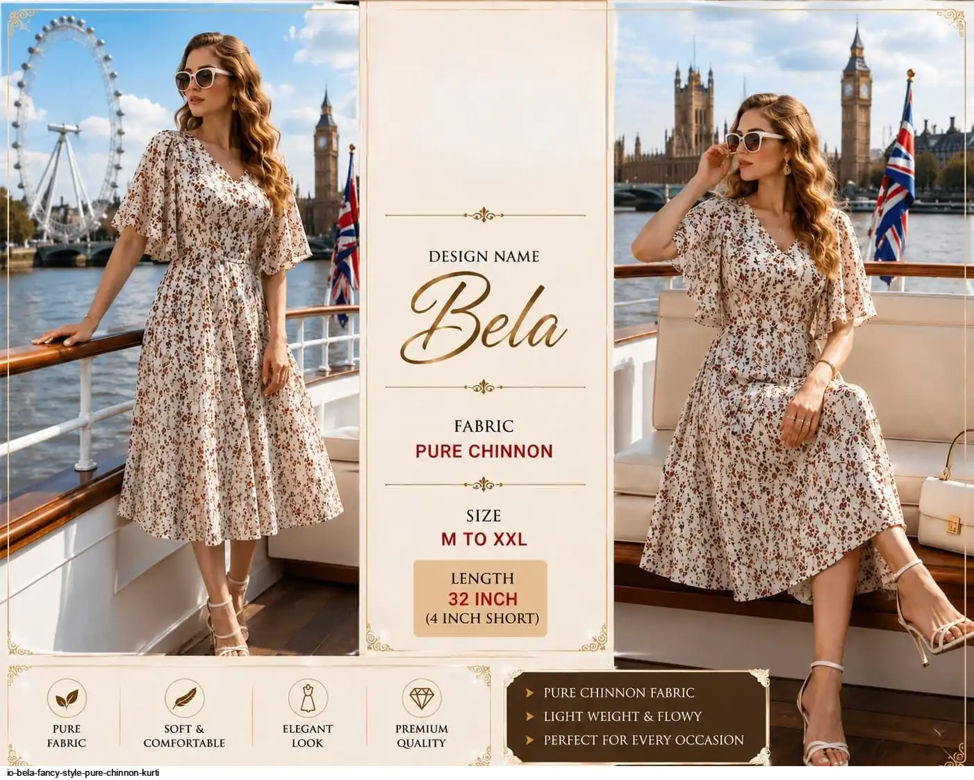 IO BELA FANCY STYLE PURE CHINNON KURTI A