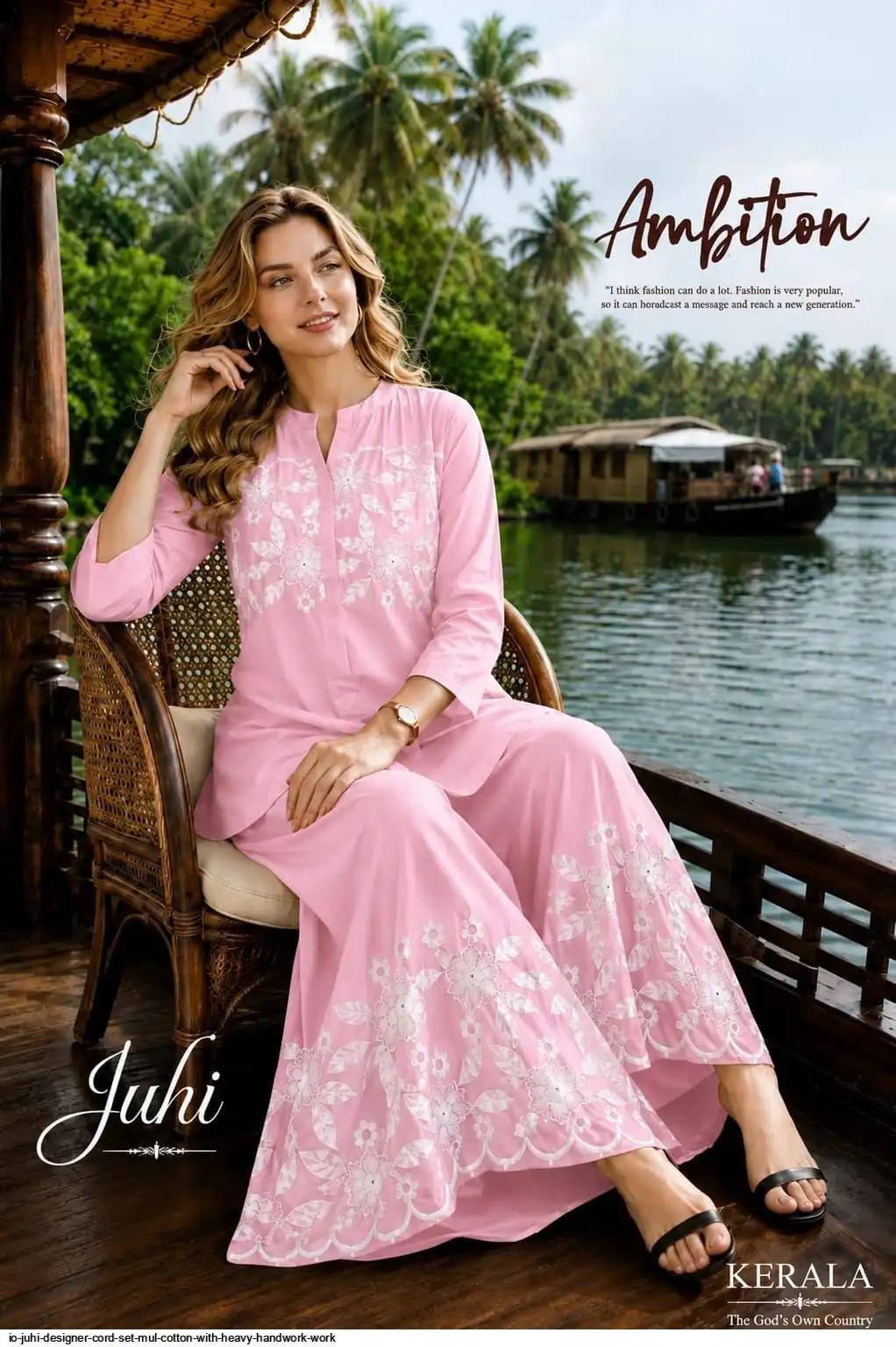 IO JUHI DESIGNER CORD SET MUL COTTON WITH HEAVY HANDWORK WORK A