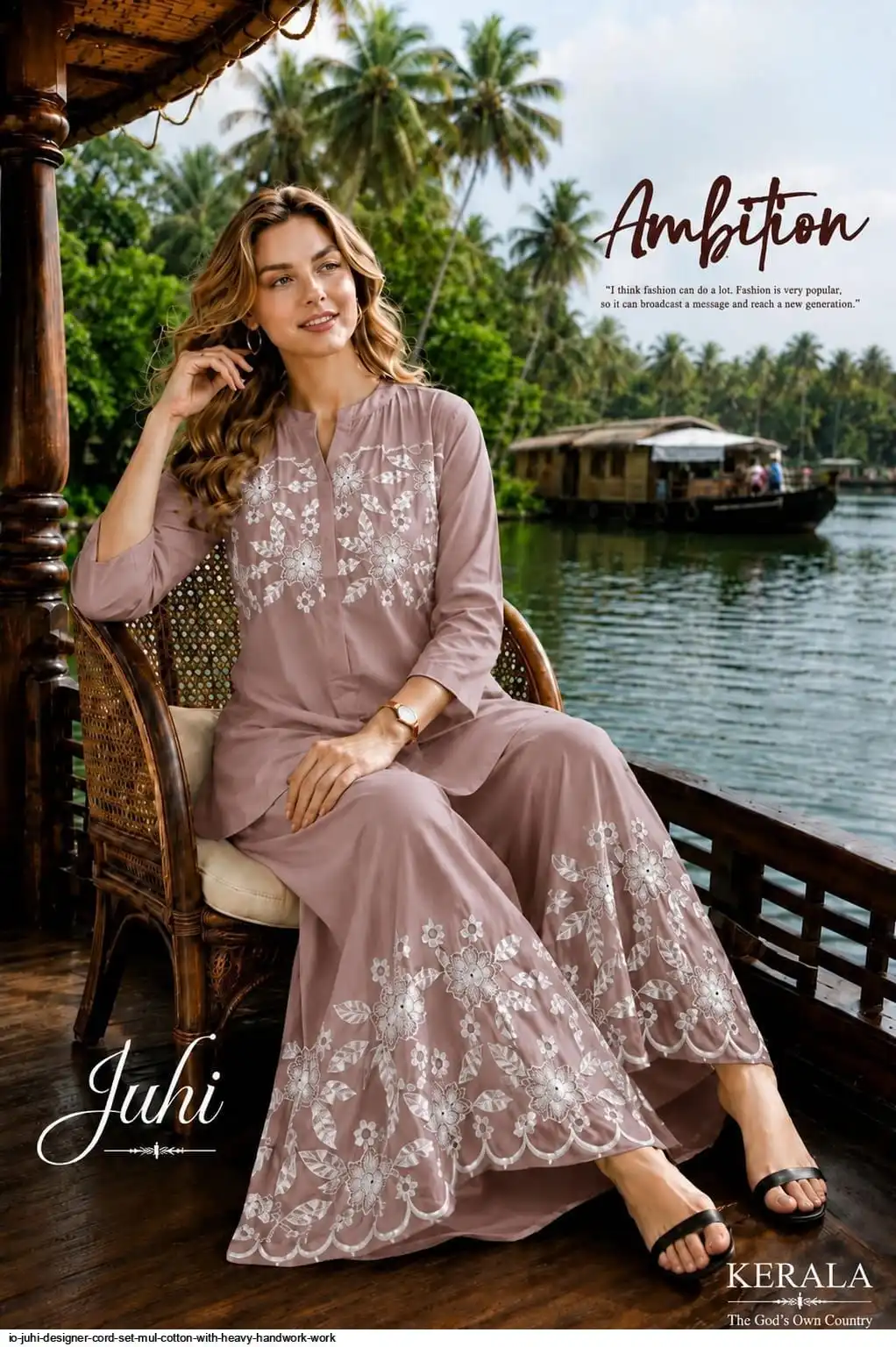 IO JUHI DESIGNER CORD SET MUL COTTON WITH HEAVY HANDWORK WORK D