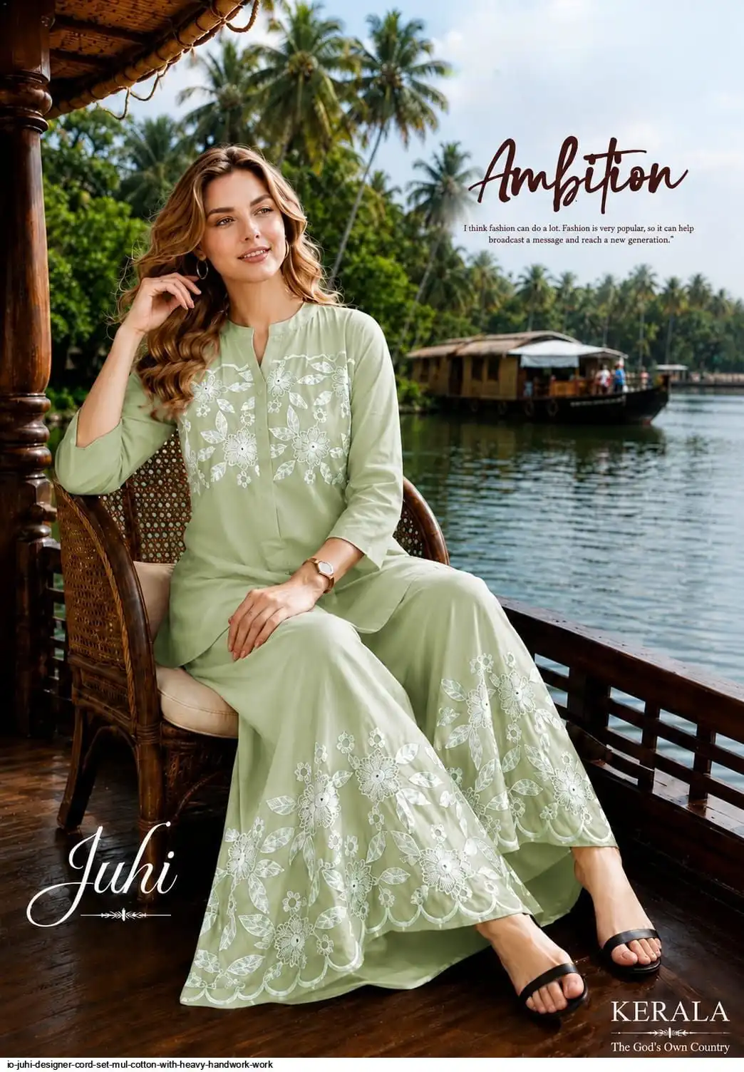 IO JUHI DESIGNER CORD SET MUL COTTON WITH HEAVY HANDWORK WORK B