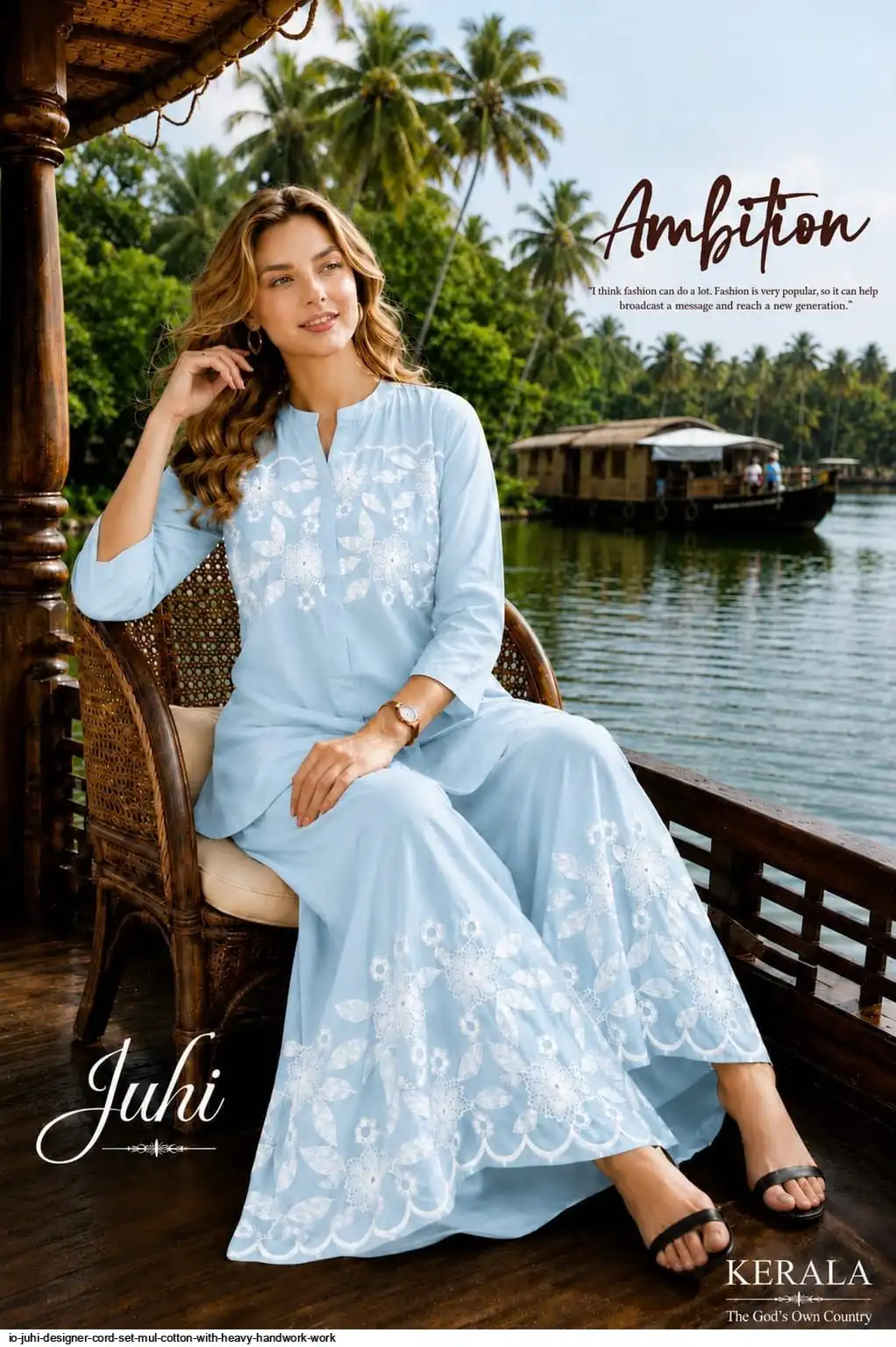 IO JUHI DESIGNER CORD SET MUL COTTON WITH HEAVY HANDWORK WORK C