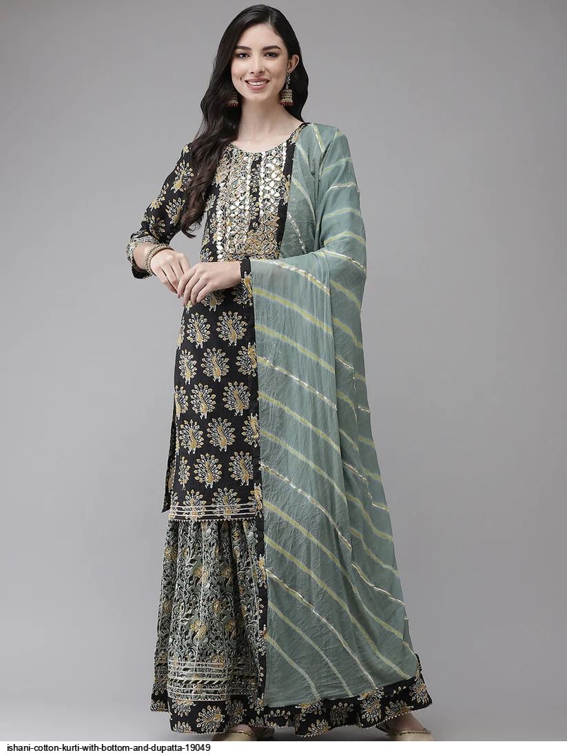 ISHANI COTTON KURTI WITH BOTTOM AND DUPATTA 19049