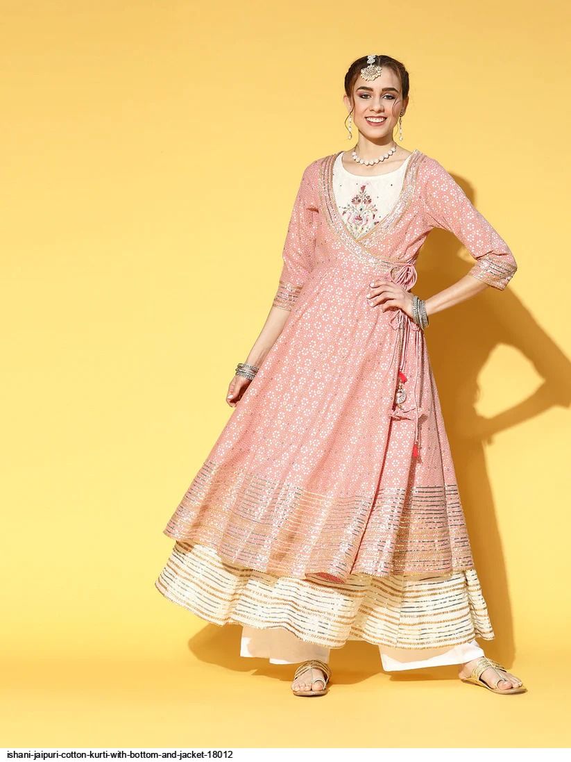 No Fade Beautiful Jaipuri Kurtis With Attached Jacket at Best Price in  Anekal | Peppy Collection