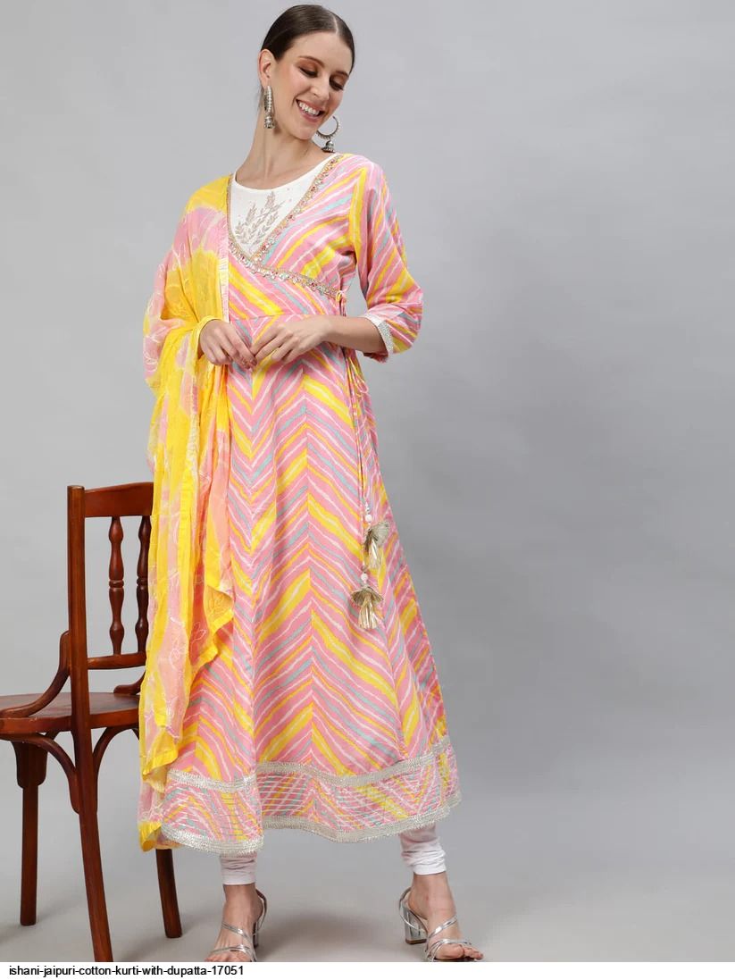 ISHANI JAIPURI cotton KURTI WITH DUPATTA 17051