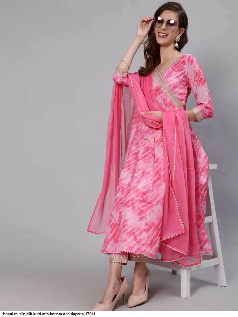 ISHANI muslin silk KURTI WITH BOTTOM AND DUPATTA 17011