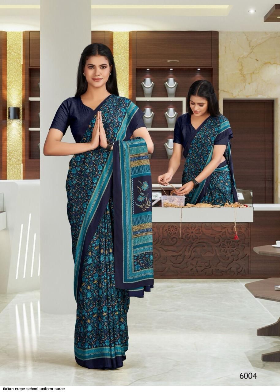 ITALIAN CREPE SCHOOL UNIFORM SAREE