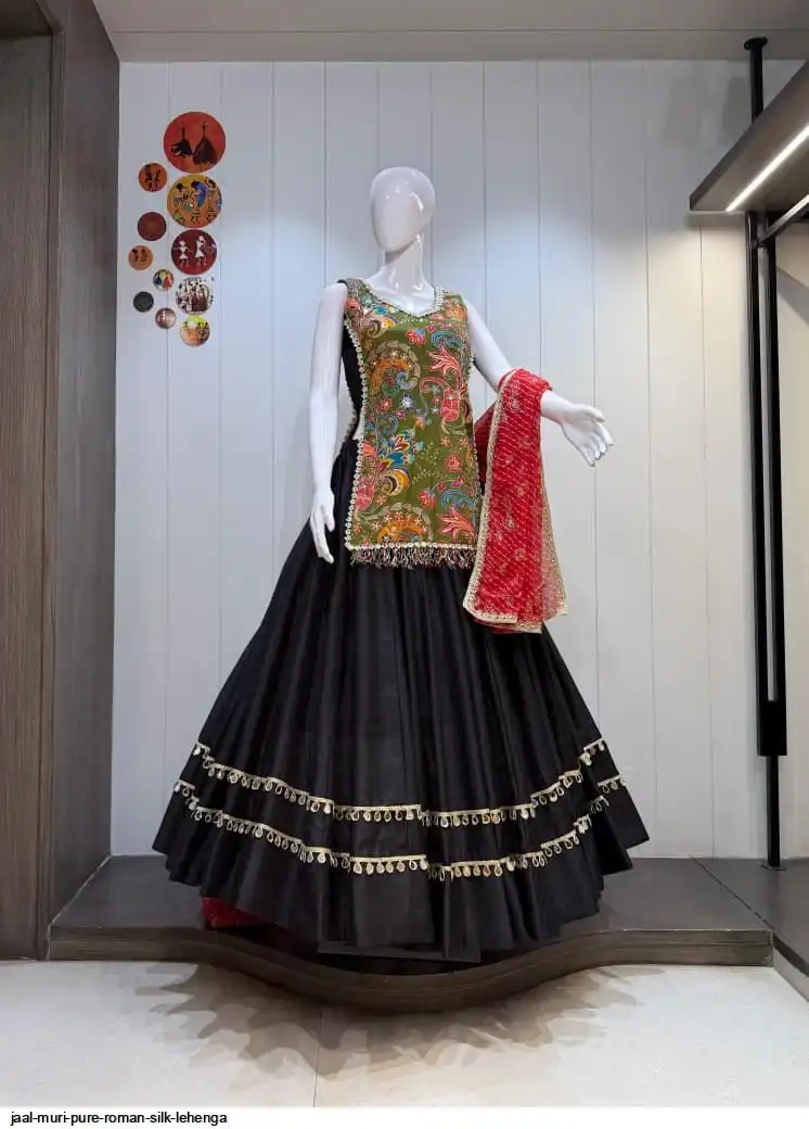 JAAL MURI PURE ROMAN SILK LEHENGA 2