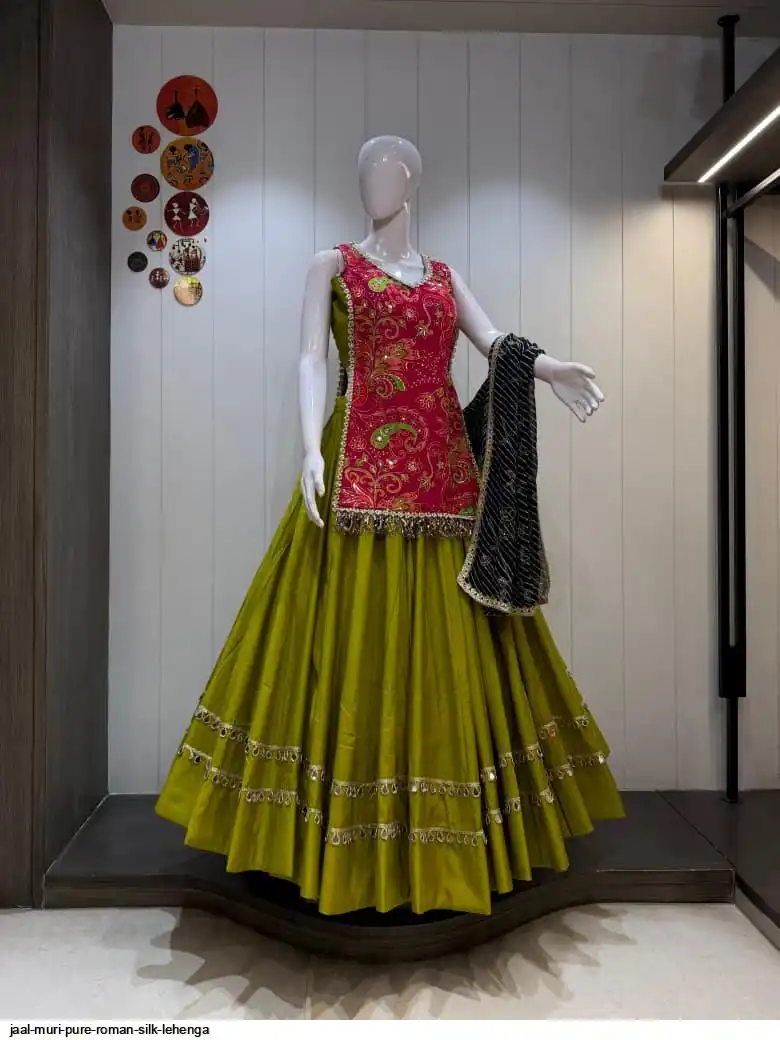 JAAL MURI PURE ROMAN SILK LEHENGA 3
