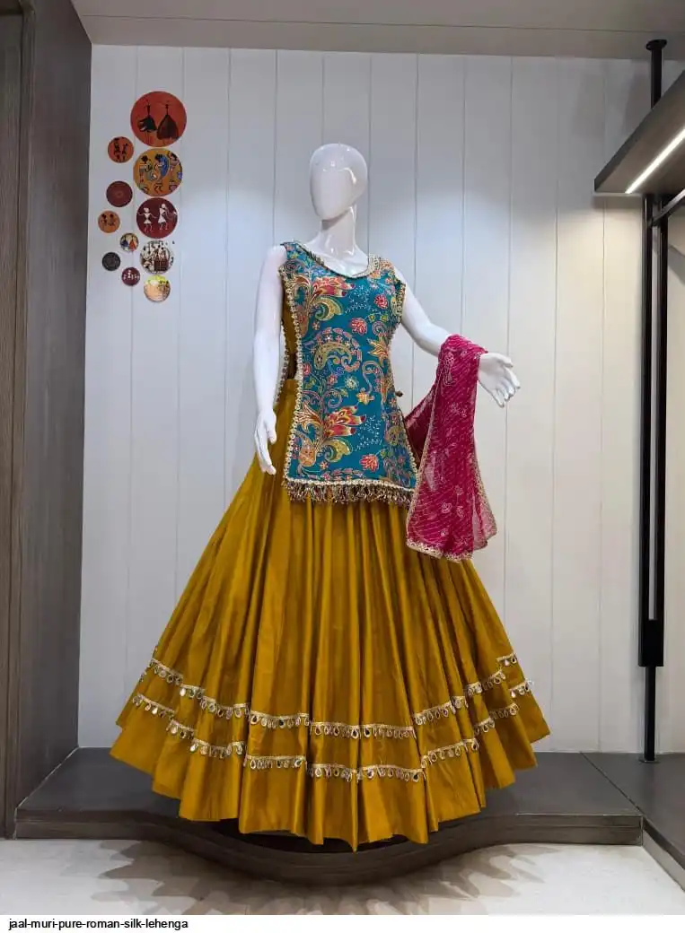 JAAL MURI PURE ROMAN SILK LEHENGA 5