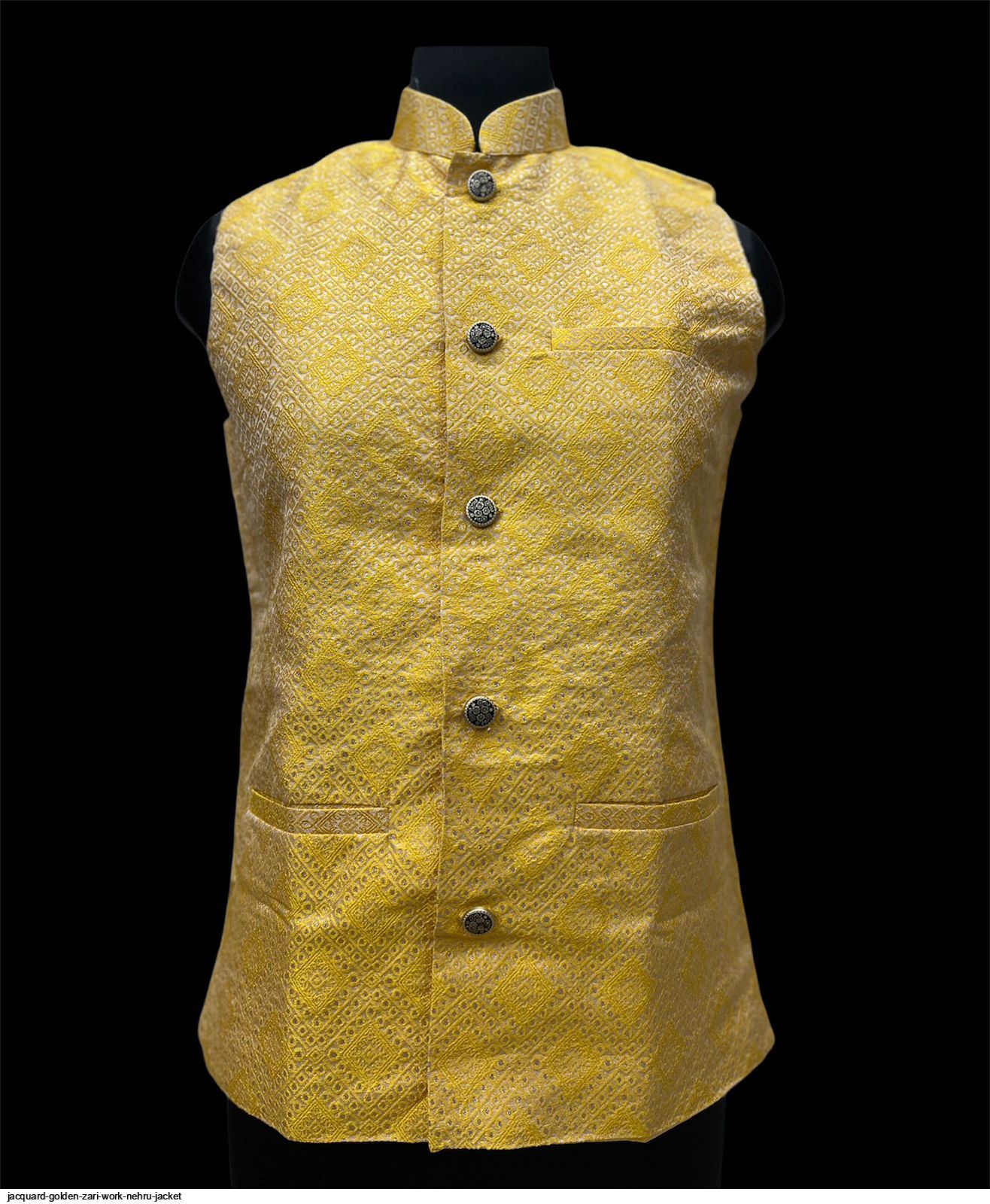 Treemoda New Designer Men Black And Golden Brocade Nehru Jacket For Me –  Yard of Deals