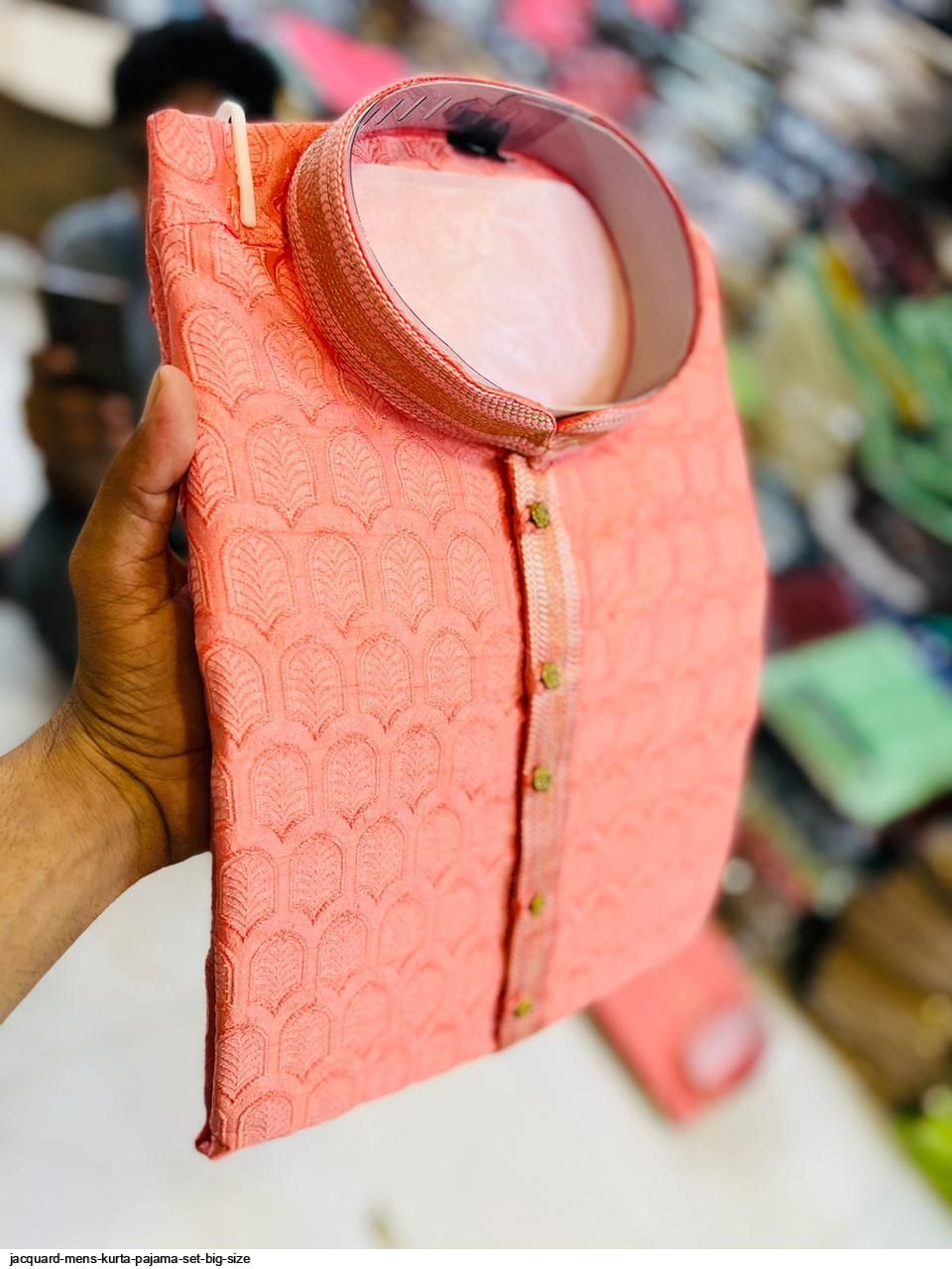 JACQUARD MENS KURTA PAJAMA SET BIG SIZE