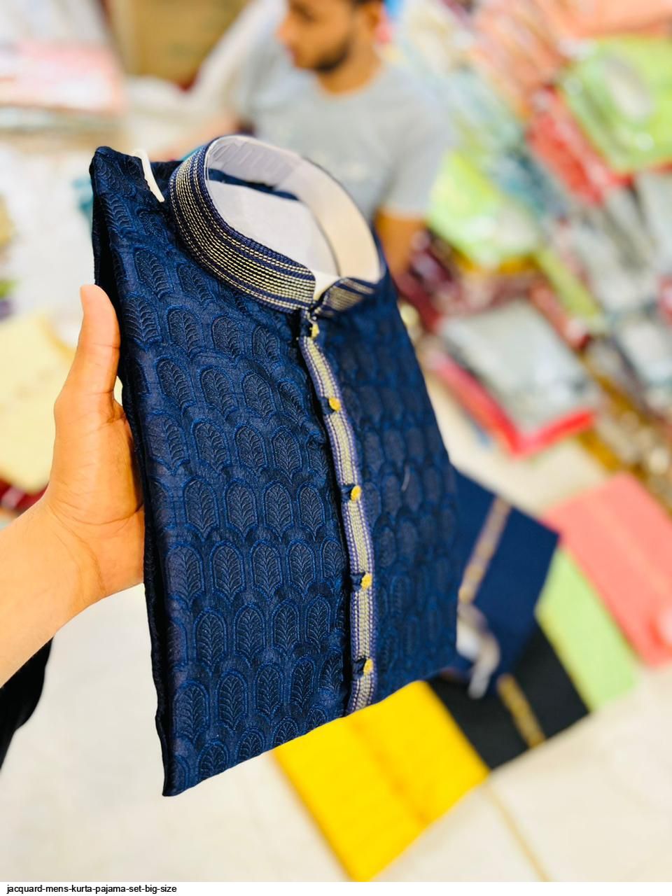JACQUARD MENS KURTA PAJAMA SET BIG SIZE