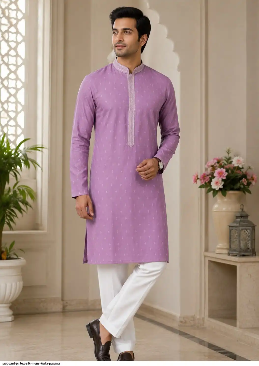 JACQUARD PINTEX SILK MENS KURTA PAJAMA C