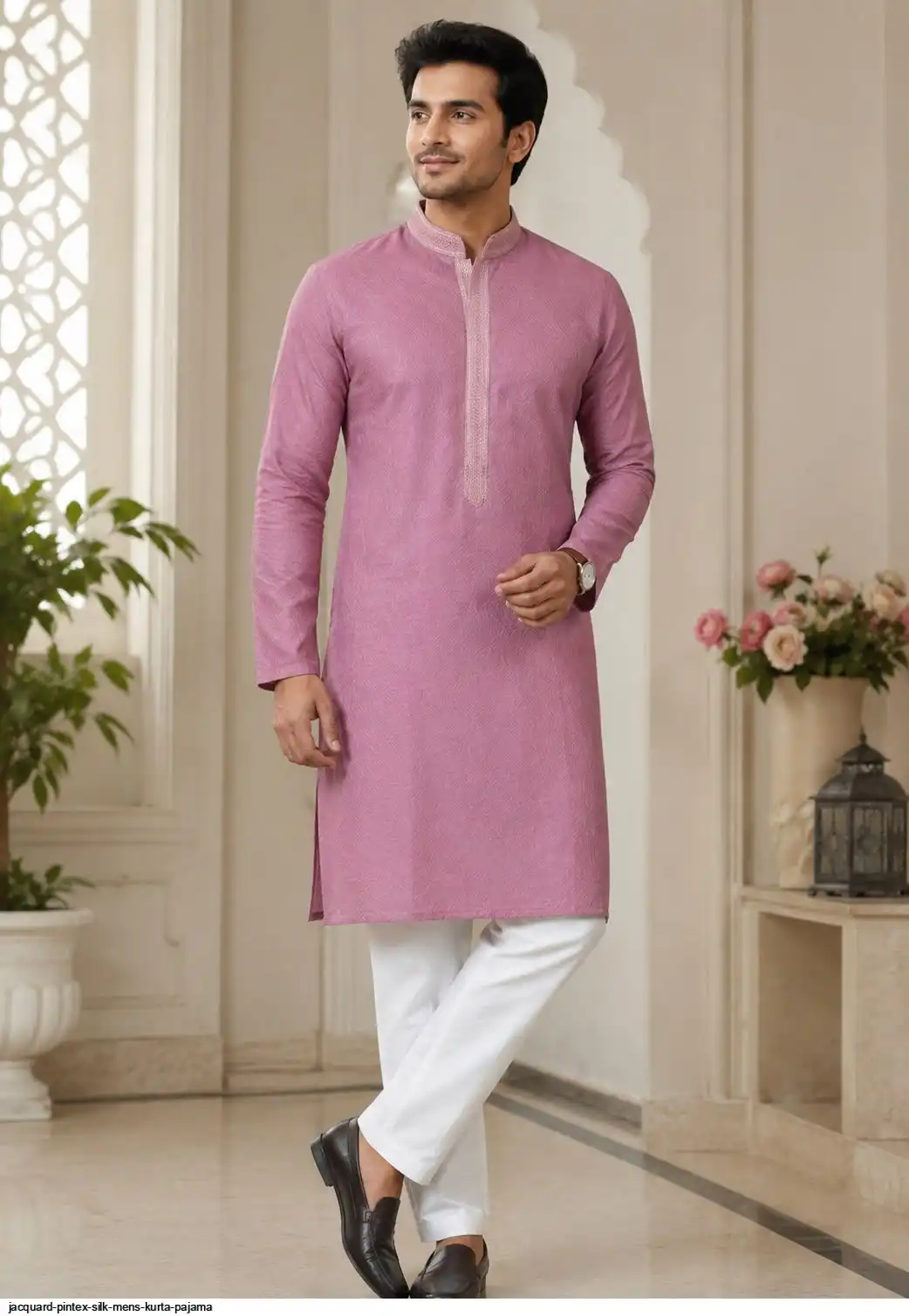 JACQUARD PINTEX SILK MENS KURTA PAJAMA B