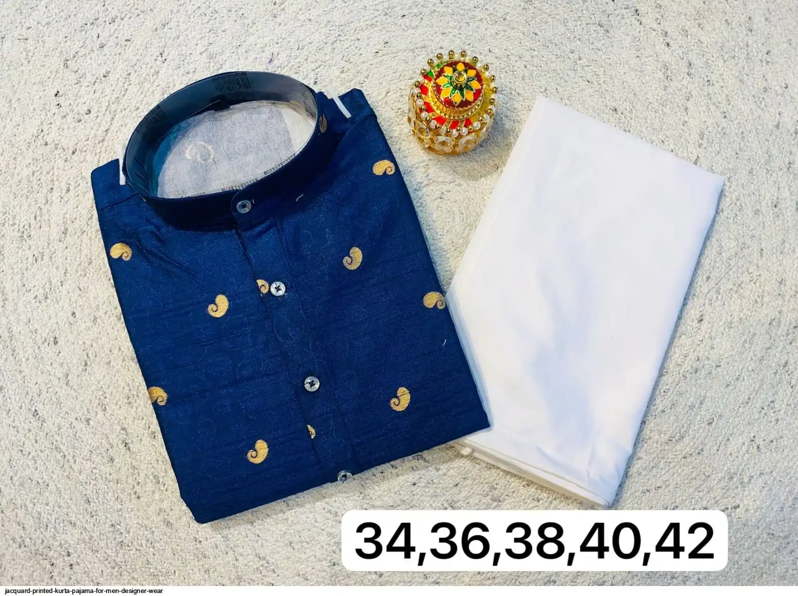 JACQUARD PRINTED KURTA PAJAMA FOR MEN DESIGNER WEAR A
