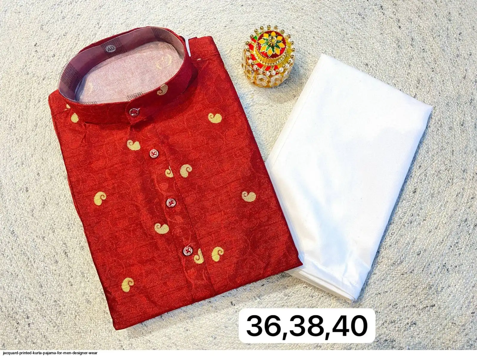 JACQUARD PRINTED KURTA PAJAMA FOR MEN DESIGNER WEAR C