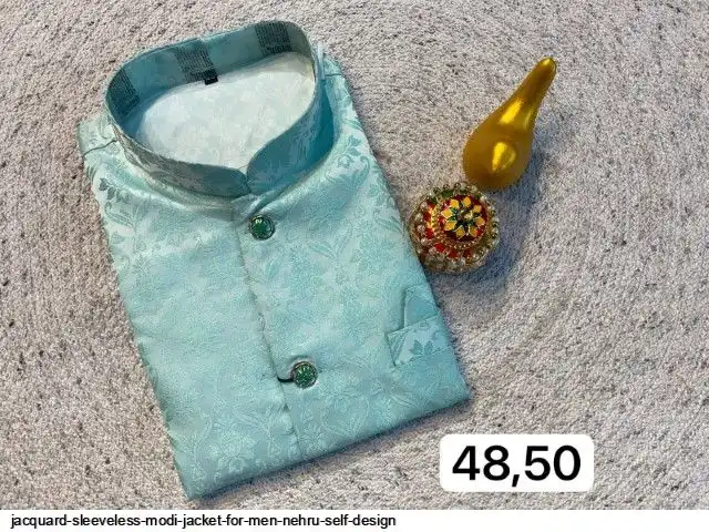 JACQUARD SLEEVELESS MODI JACKET FOR MEN NEHRU SELF DESIGN H