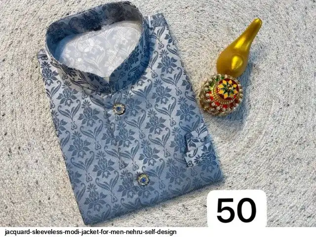 JACQUARD SLEEVELESS MODI JACKET FOR MEN NEHRU SELF DESIGN I