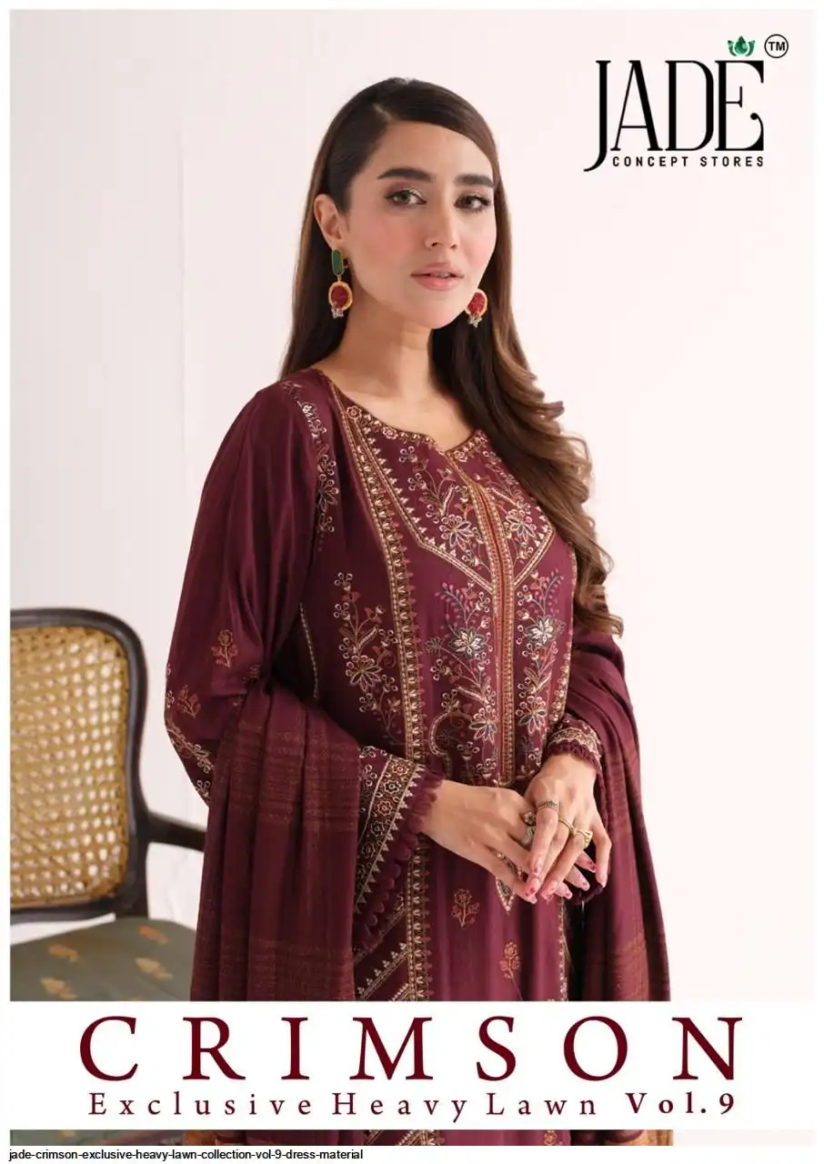 JADE CRIMSON EXCLUSIVE HEAVY LAWN COLLECTION VOL 9 DRESS MATERIAL