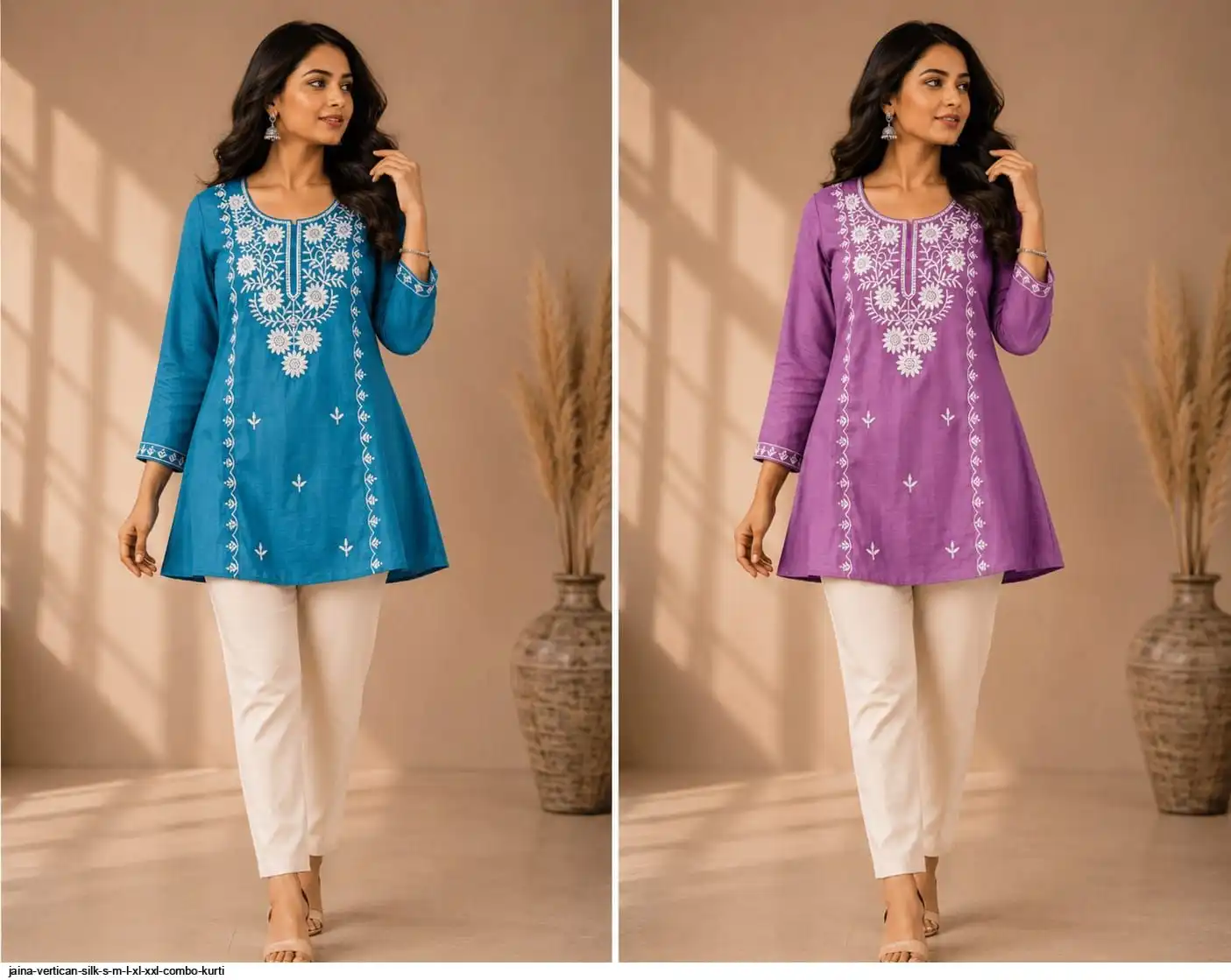 JAINA VERTICAN SILK S M L XL XXL COMBO TUNIC B