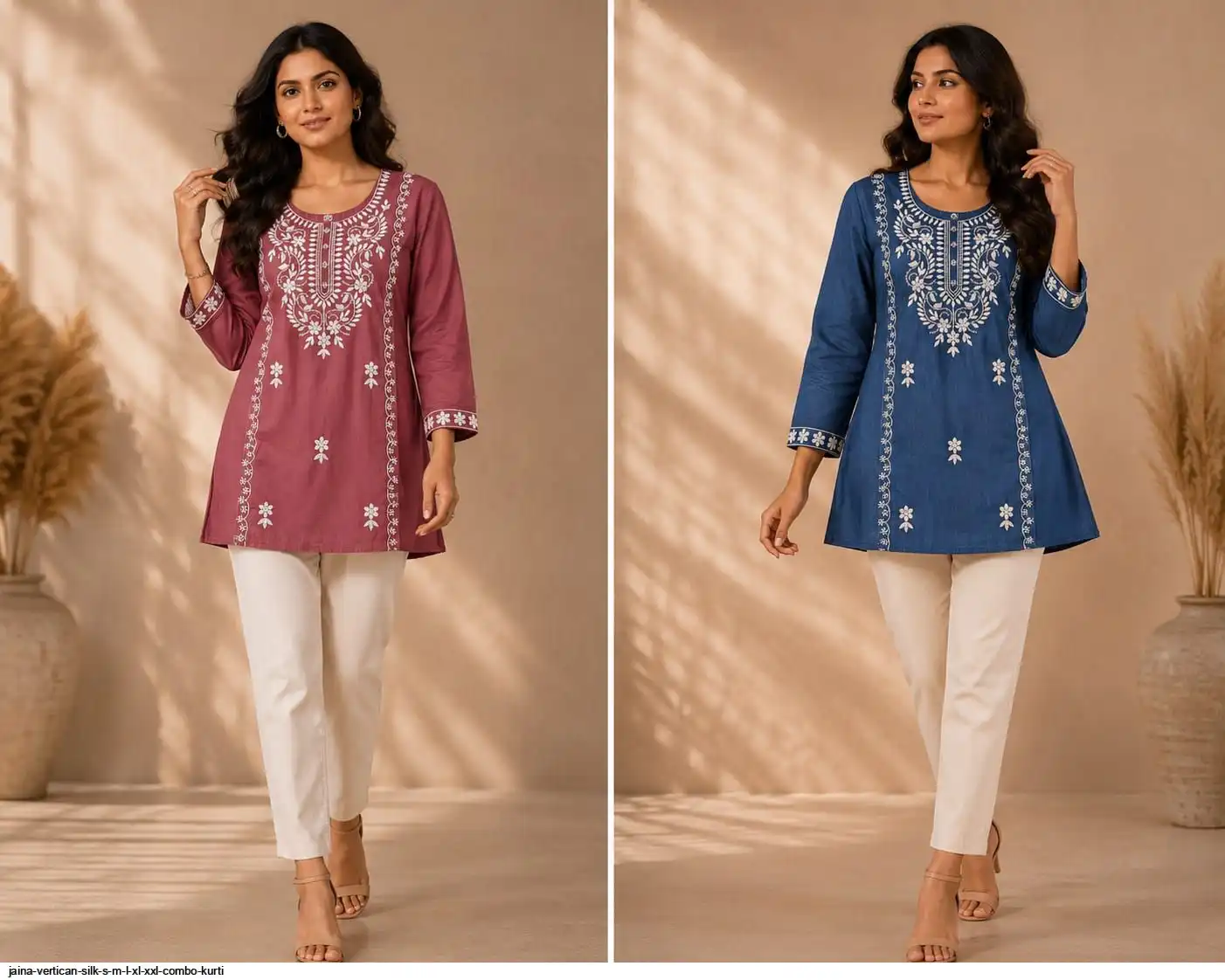 JAINA VERTICAN SILK S M L XL XXL COMBO TUNIC F