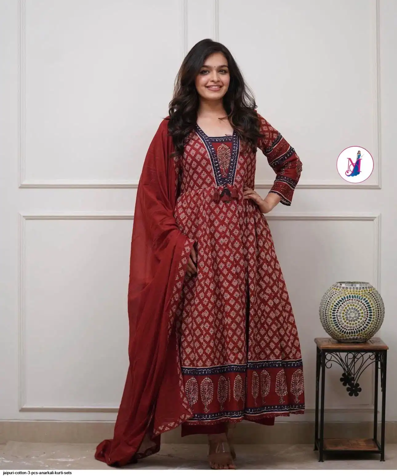 JAIPURI COTTON 3 PCS ANARKALI KURTI SETS B