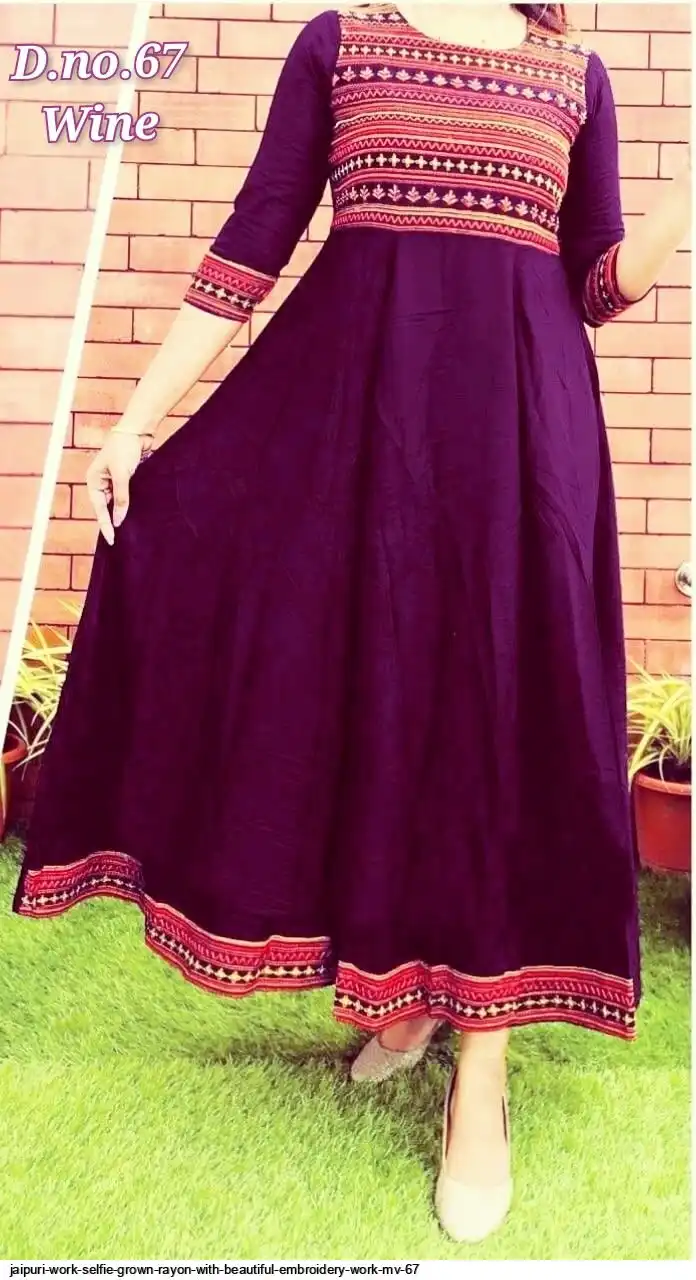 JAIPURI WORK SELFIE GROWN RAYON WITH BEAUTIFUL EMBROIDERY WORK MV 67 B