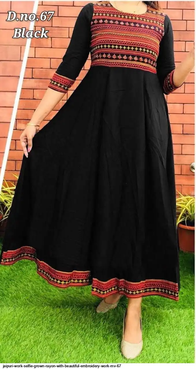 JAIPURI WORK SELFIE GROWN RAYON WITH BEAUTIFUL EMBROIDERY WORK MV 67 A