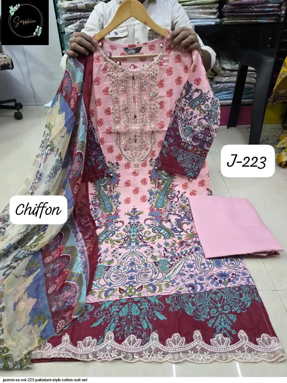 JAZMIN SS VOL 223 PAKISTANI STYLE COTTON SUIT SET A