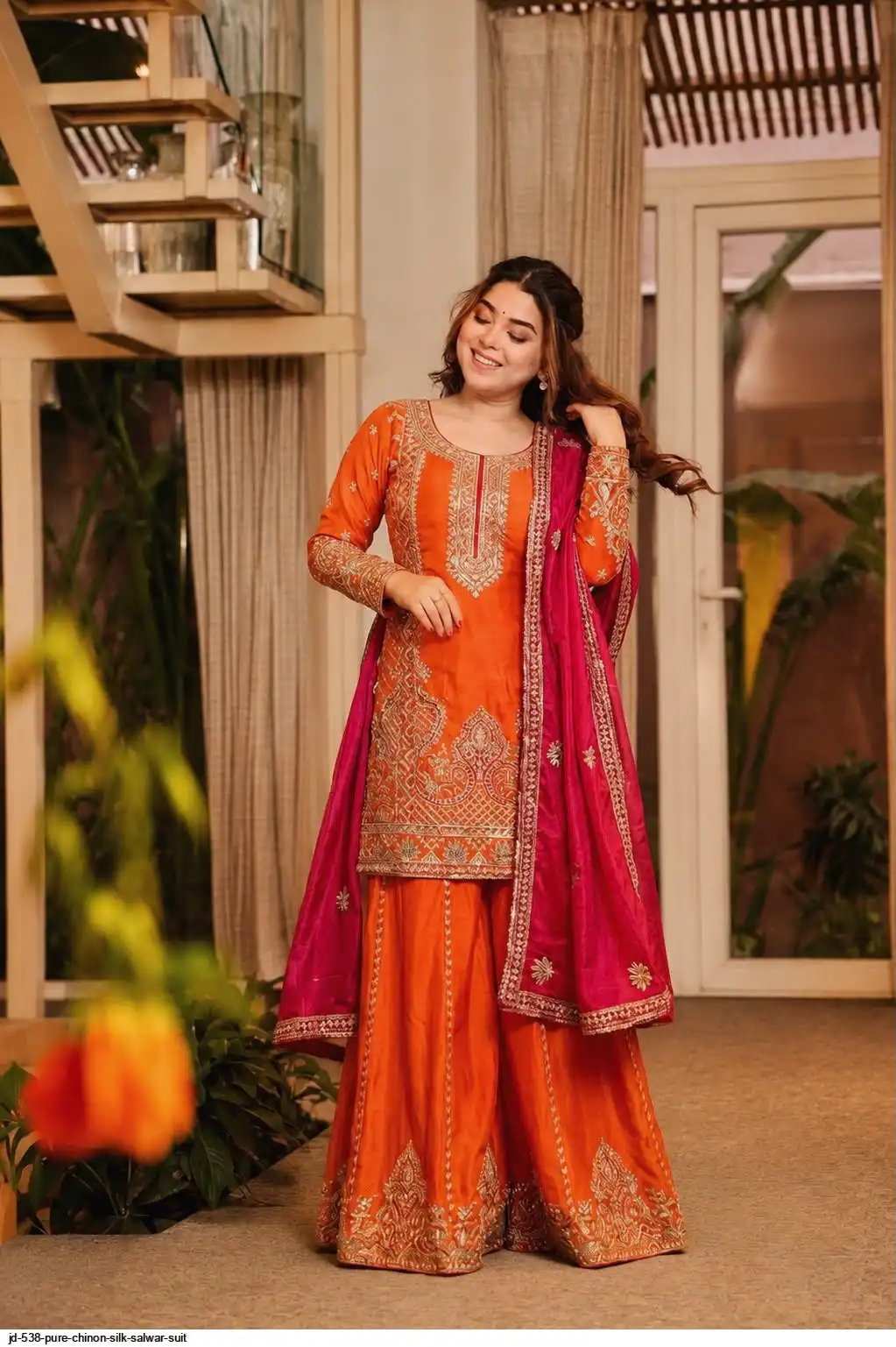 JD 538 PURE CHINON SILK SALWAR SUIT 1