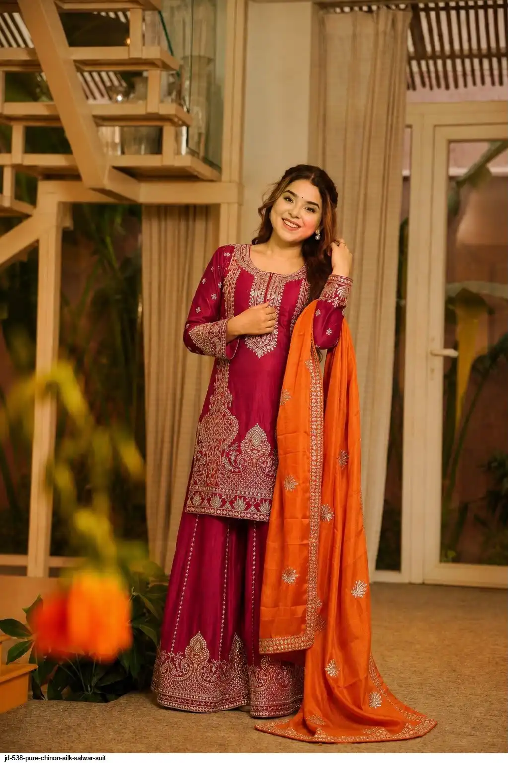 JD 538 PURE CHINON SILK SALWAR SUIT 2