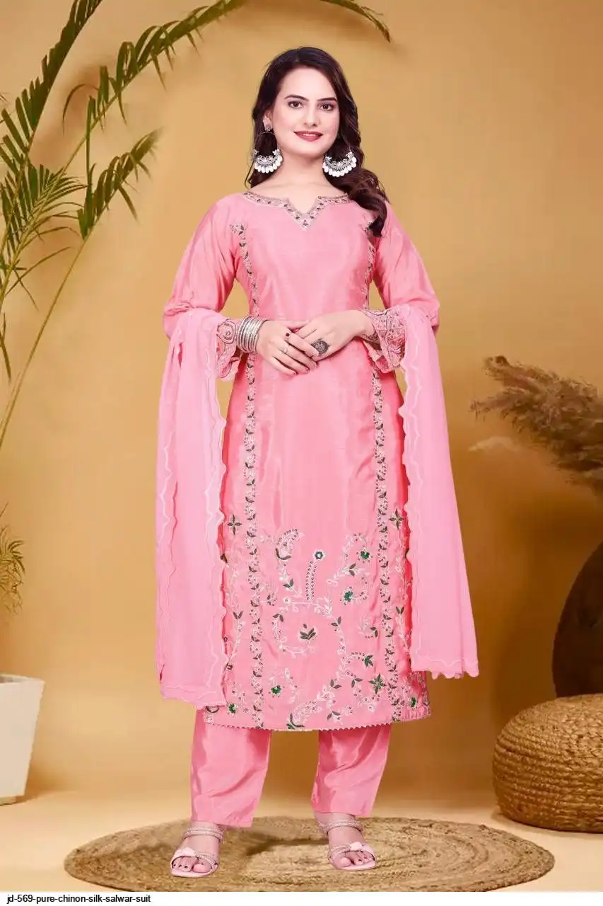 JD 569 PURE CHINON SILK SALWAR SUIT 2