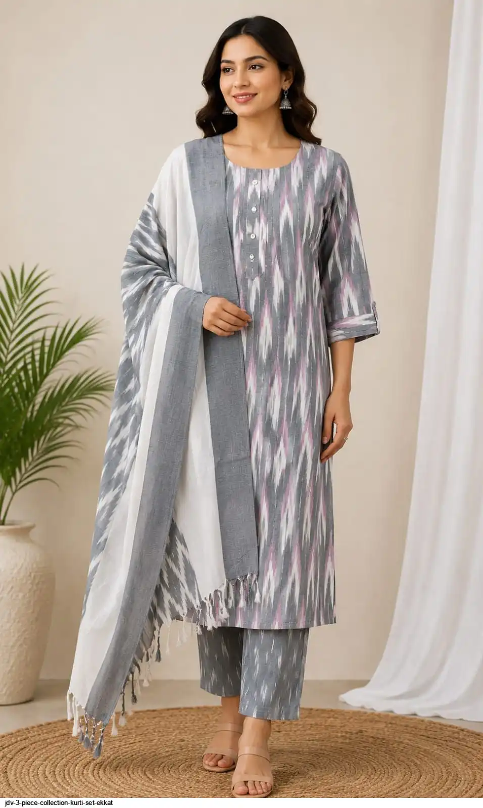 JDV 3 PIECE COLLECTION KURTI SET EKKAT D