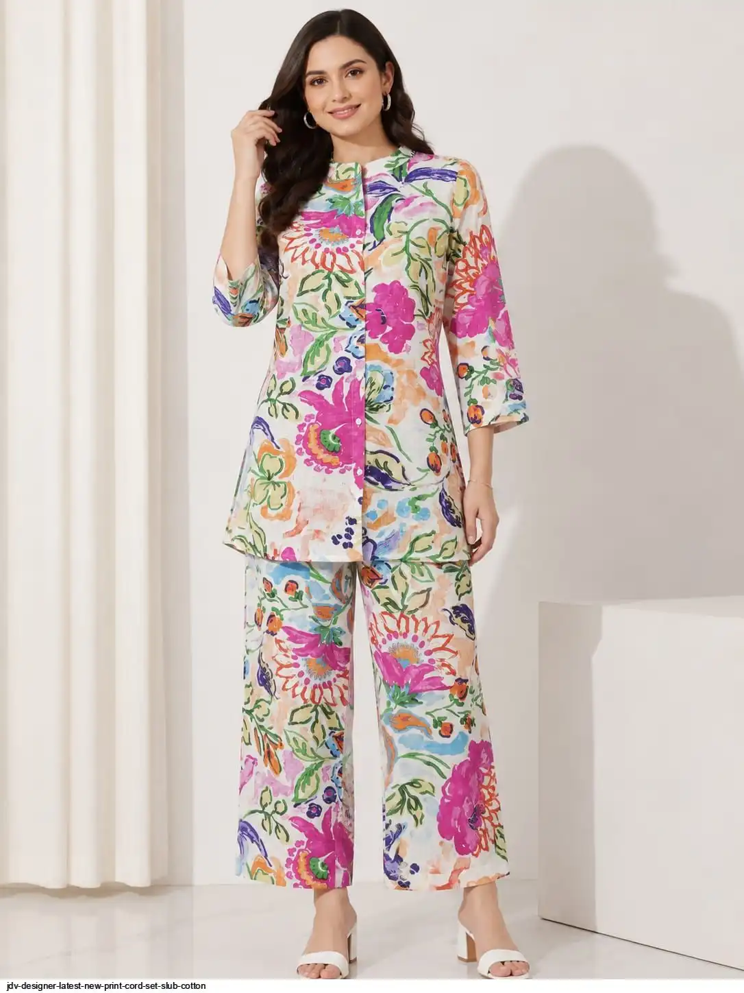 JDV DESIGNER LATEST NEW PRINT CORD SET SLUB COTTON E